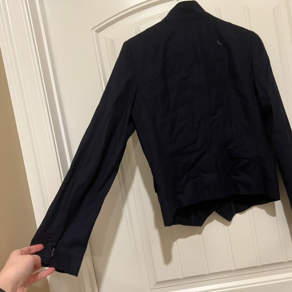 J Crew Navy Blue Lightweight Wool Blazer, Military Jacket, Stand Collar, Small - Picture 6 of 6